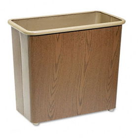 Safco 9615WL - Fire-Safe Wastebasket, Rectangular, Steel, 27 1/2 qt, Walnut Grainsafco 