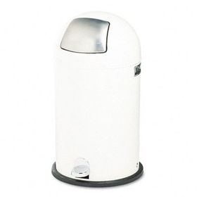 Safco 9721WH - Step-On Dome Receptacle, Round, Steel, 12 gal, White/Chromesafco 