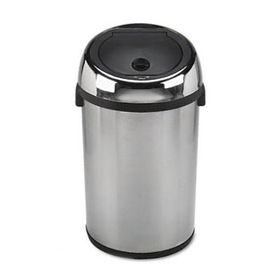 Safco 9763SS - Kazaam Motion-Activated Receptacle, Round, 17 gal, Stainless Steel/Blacksafco 