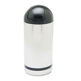 Safco 9880 - Reflections Push-Top Dome Receptacle, Round, Steel, 15 gal, Chrome/Blacksafco 
