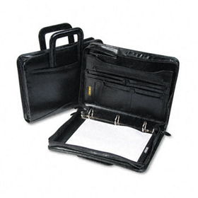 Bond Street, Ltd. 540019BLK - Leather Multi-Ring Zippered Portfolio, 1-1/2 Capacity, 14-1/4 x 10-1/2, Blackbond 