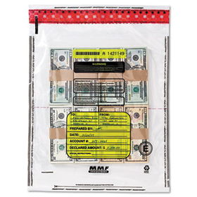 4 Bundle Capacity Tamper-Evident Cash Bags, 15 x 20, Clear, 250 Bags/Boxmmf 
