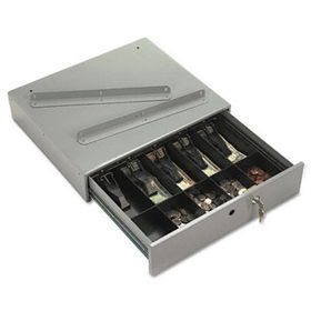 Steel Cash Drawer w/Alarm Bell & 10 Compartments, Key Lock, Stone Graycompany 