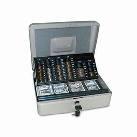 3-in-1 Cash-Change-Storage Steel Security Box w/Key Lock, Pebble Beigecompany 