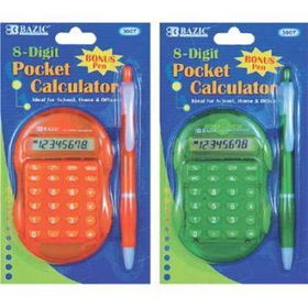 BAZIC Multicolor 8-Digit Grip Calculator Case Pack 144bazic 