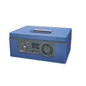 12"" Wide Security Box w/Dual Lock, Removable Cash/Coin Tray, Steel, Blue