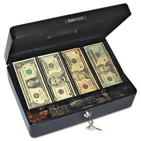 Select Spacious Size Cash Box, 9-Compartment Tray, 2 Keys, Black w/Silver Handlecompany 
