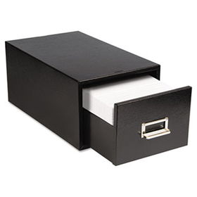 Buddy Products 13584 - Steel Single Drawer Card Cabinet Holds 1,500 5 x 8 Cards, 16 Deep, Black