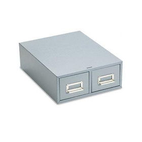 Buddy Products 16351 - Steel Double Drawer Card Cabinet Holds 3000 3 x 5 Cards, 16 Deep, Gray