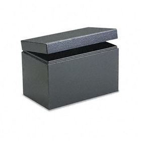 Buddy Products 5584 - Steel Card File Box wi/Hinged Lid Holds Approximately 500 5 x 8 Cards, Black