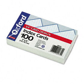 Grid Index Cards, 3 x 5, White, 100/Packoxford 