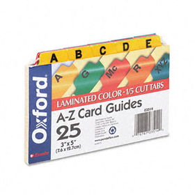 Laminated Index Card Guides, Alpha, 1/5 Tab, Manila, 3 x 5, 25/Setoxford 