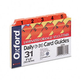 Laminated Index Card Guides, Daily, 1/5 Tab, Manila, 3 x 5, 31/Setoxford 