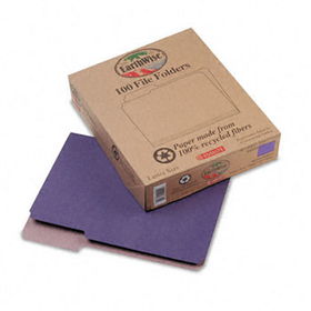 Recycled Paper File Folders, 1/3 Cut Top Tab, Letter, Violet, 100/Box