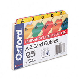 Laminated Tab Index Card Guides, Alpha, 1/5 Tab, Manila, 4 x 6, 25/Setoxford 