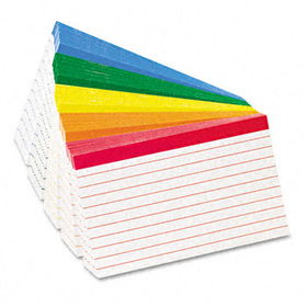 Color Coded Ruled Index Cards, 3 x 5, Assorted Colors, 100/Packoxford 