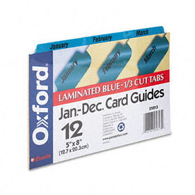 Laminated Tab Index Card Guides, Monthly, 1/3 Tab, Manila, 5 x 8, 12/Box