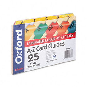 Laminated Tab Index Card Guides, Alpha, 1/5 Tab, Manila, 5 x 8, 25/Setoxford 