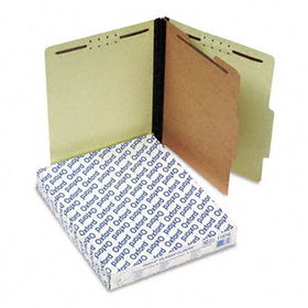 Pressboard Classification Folders, Letter, Four-Section, Light Green, 10/Box