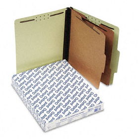 Pressboard Classification Folders, Letter, Six-Section, Light Green, 10/Box