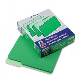 Two-Tone File Folders, 1/3 Cut Top Tab, Letter, Green/Light Green, 100/Box