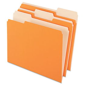 Two-Tone File Folders, 1/3 Cut Top Tab, Letter, Orange/Light Orange, 100/Box