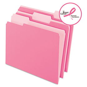 Two-Tone File Folders, 1/3 Cut Top Tab, Letter, Pink/Light Pink, 100/Boxpendaflex 