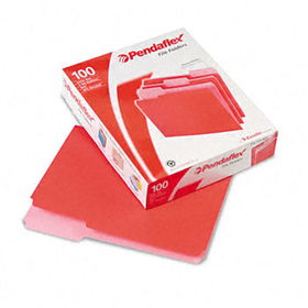 Two-Tone File Folders, 1/3 Cut Top Tab, Letter, Red/Light Red, 100/Box