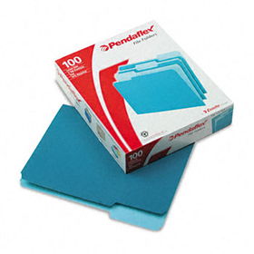 Two-Tone File Folders, 1/3 Cut Top Tab, Letter, Teal/Light Teal, 100/Box