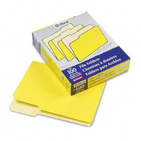 Two-Tone File Folders, 1/3 Cut Top Tab, Letter, Yellow, Light Yellow, 100/Box