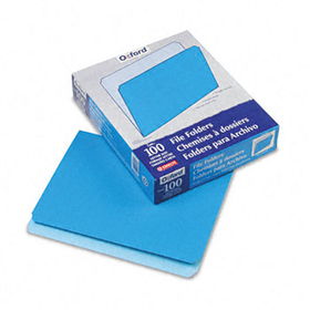 Two-Tone File Folders, Straight Cut, Top Tab, Letter, Blue/Light Blue, 100/Box