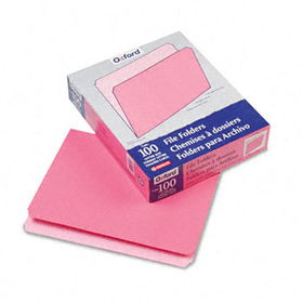 Two-Tone File Folders, Straight Cut, Top Tab, Letter, Pink/Light Pink, 100/Box