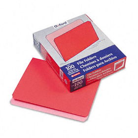 Two-Tone File Folder, Straight Cut, Top Tab, Letter, Red/Light Red, 100/Box