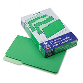 Two-Tone File Folders, 1/3 Cut Top Tab, Legal, Green/Light Green, 100/Box