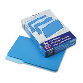 Two-Tone File Folders, 1/3 Cut Top Tab, Legal, Blue/Light Blue, 100/Box