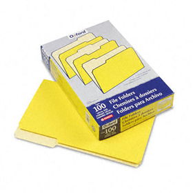 Two-Tone File Folders, 1/3 Cut Top Tab, Legal, Yellow, Light Yellow, 100/Box
