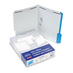 Reinforced Top Fastener Folders, 1/3 Cut, Letter, Blue/Grid Interior, 50/Box