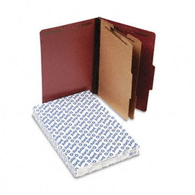 Pressboard Classification Folders, Legal, 2 Dividers/6 Section, Red, 10/Box