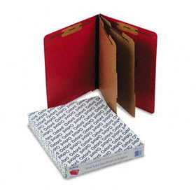 Pressboard End Tab Classification Folders, Letter, 2 Dividers, Red, 10/Boxpendaflex 