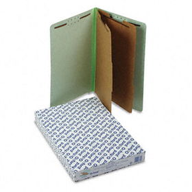 Pressboard End Tab Folders, Legal, 2 Dividers/6 Section, Pale Green, 10/Box