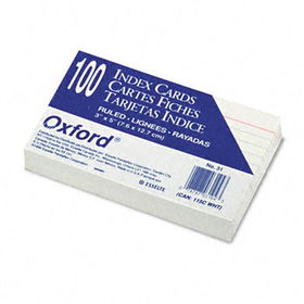 Ruled Index Cards, 3 x 5, White, 100/Packoxford 