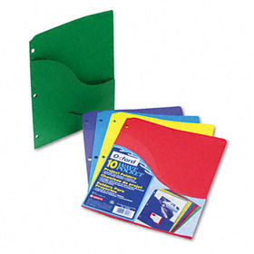 Wave Slash Pocket Project Folders, 3 Holes, Letter, Five Colors, 10/Packpendaflex 
