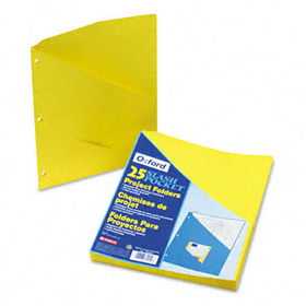Essentials Slash Pocket Project Folders, 3 Holes, Letter, Yellow, 25/Pack