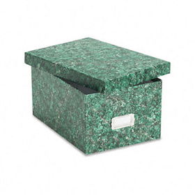 Card File, Lift-Off Lid, Holds 1,200 5 x 8 Cards, Green Marble Paper Board