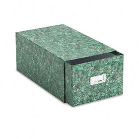 Card File with Pull Drawer Holds 1,500 5 x 8 Cards, Green Marble Paper Board