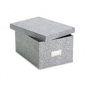Card File with Lift-Off Lid Holds 1,200 5 x 8 Cards, Black/White Paper Board