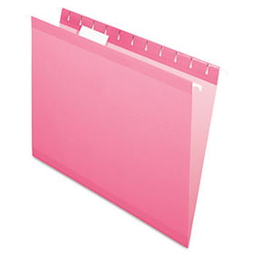 Reinforced Hanging Folders, 1/5 Tab, Letter, Pink, 25/Box