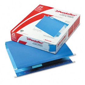 Reinforced 2"" Extra Capacity Hanging Folders, Letter, Blue, 25/Box