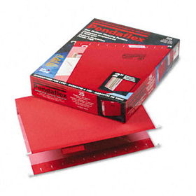 Reinforced 2"" Extra Capacity Hanging Folders, Letter, Red, 25/Box