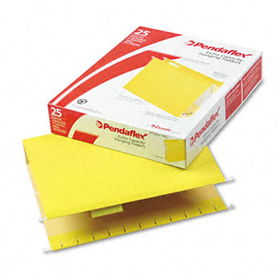 Reinforced 2"" Extra Capacity Hanging Folders, Letter, Yellow, 25/Box